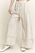 Load image into Gallery viewer, Natural Mineral Wash Raw Hem Wide Pants
