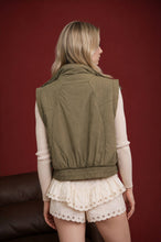 Load image into Gallery viewer, Brown Cropped Mock Neck Puffer Vest