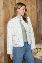 Load image into Gallery viewer, Ivory Quilted Floral Puffer Jacket