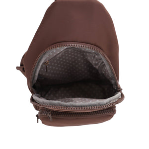 Kristen Nylon Multi Pocket Sling Bag: Brown