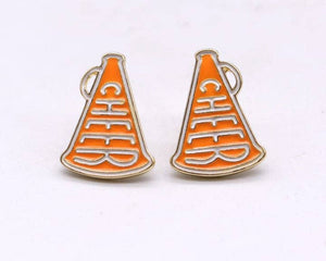 Cheer Horn Gameday Post Earrings: Red Black