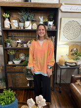 Load image into Gallery viewer, Coral &amp; Yellow Stripped Sweatshirt