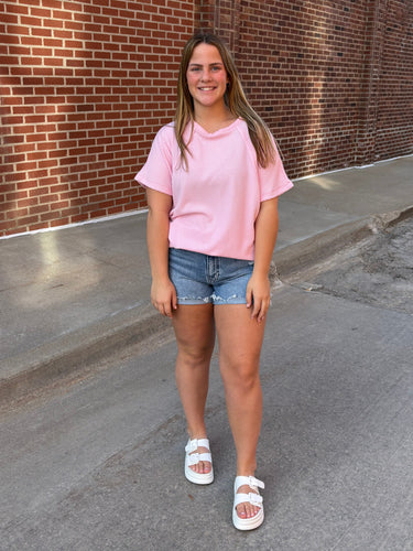 Solid Pink Urban Ribbed Top