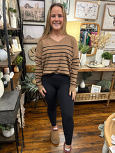 Load image into Gallery viewer, Camel &amp; Black Striped Sweater