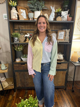 Load image into Gallery viewer, Multi Color Pastel Stripe Button Up