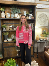 Load image into Gallery viewer, Pink Stripe Patchwork Long Sleeve Tunic Top