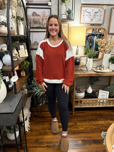 Rust & Ivory Color Block Top