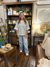 Load image into Gallery viewer, White &amp; Black Polka Dot Sweater Top