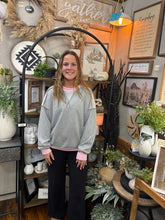 Load image into Gallery viewer, Heather Grey Scuba High Neck Half Zip