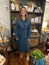 Load image into Gallery viewer, Denim Notch Collar Trench Coat