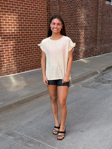 Apricot Crewneck Hollow Top
