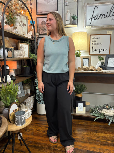 Black High Waist Pleated Dress Pant