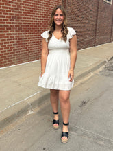 Load image into Gallery viewer, White V Neck Ruffle Dress