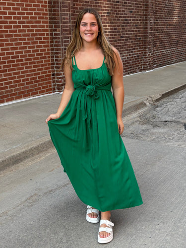 Green Tie Waist Dress