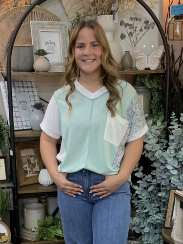 Mint Color Block Top