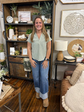 Load image into Gallery viewer, Olive Striped V-Neck Top
