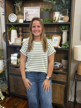 Load image into Gallery viewer, Olive Stripe Short Sleeve Top