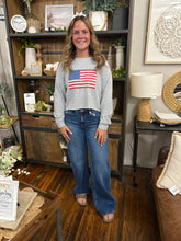 Load image into Gallery viewer, Grey USA Flag Long Sleeve Top