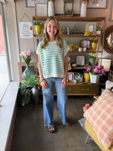 Load image into Gallery viewer, Mint Striped Sleeveless Crew Neck Top