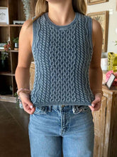 Load image into Gallery viewer, Indigo Washed Cable Sweater Tank