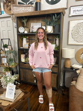 Load image into Gallery viewer, Pink Fleece Relaxed Fit Sweatshirt With Cherry Embroidery