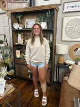 Load image into Gallery viewer, Beige Fleece Relaxed Fit Oversized Mockneck Sweatshirt