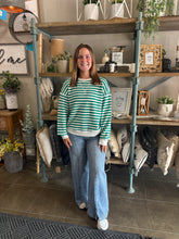 Load image into Gallery viewer, Kelly Green Striped Rib Banded Pullover