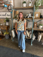 Load image into Gallery viewer, Floral Ruffle Sleeve High Neck Top