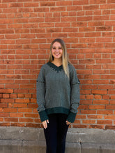 Load image into Gallery viewer, Forest Contrast Stitch Reversible V-Neck Sweater