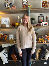 Load image into Gallery viewer, Cream Contrast Stitch Reversible V-Neck Sweater