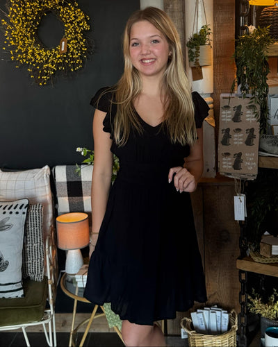 Black Ruffle Mini Dress