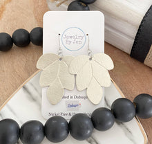 Load image into Gallery viewer, Embossed Leaf Earrings: Platinum