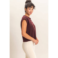Load image into Gallery viewer, Red Rolled Edge Button Front Sweater Vest