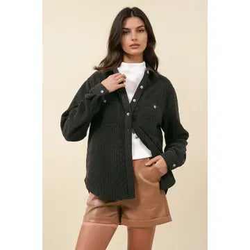 Charcoal Textured Button Down Shirt