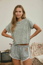 Load image into Gallery viewer, WASHED SHORT SLEEVE BOXY KNIT TOP: OLIVE