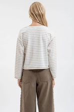Load image into Gallery viewer, Cream Stripe Split Neck Top