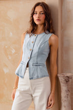 Load image into Gallery viewer, Slim Fit Button Front Denim Vest Top