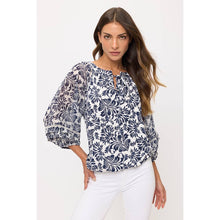 Load image into Gallery viewer, Navy Floral Top w/Bubble Hem