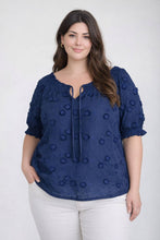 Load image into Gallery viewer, Navy Embroidered 3D Floral Top