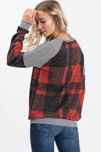 Load image into Gallery viewer, Red Plaid Brushed Mohair Sweatshirt