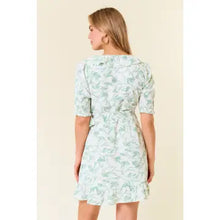 Load image into Gallery viewer, Sage Floral Smocked Wrap Dress