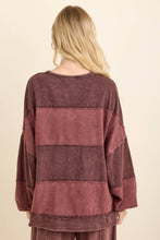 Load image into Gallery viewer, Hot Cocoa Mineral Washed Striped Contrast Sweatshirt