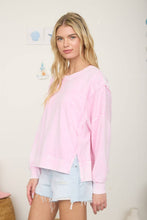Load image into Gallery viewer, ACID WASH LONG SLEEVE SIDE SLIT KNIT TOP: Black