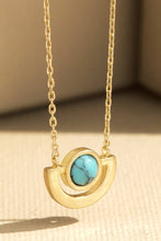 Load image into Gallery viewer, Brass Metal Round Natural Stone Necklace: WGD/TQS-TURQUOISE