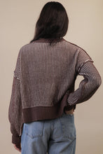 Load image into Gallery viewer, Chocolate Two Tone Stripe Sweater