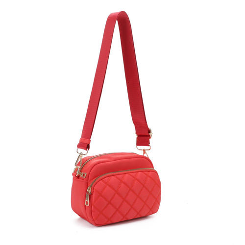 Angela Quilted Crossbody Bag: Red
