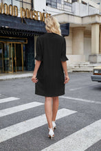 Load image into Gallery viewer, Black Jacquard V Neck Dress