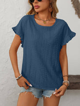 Load image into Gallery viewer, Dark Blue Eyelet Crewneck Top