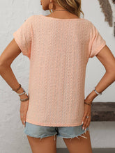 Load image into Gallery viewer, Coral Crewneck Button Detail Top