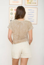 Load image into Gallery viewer, WASHED SHORT SLEEVE BOXY KNIT TOP: OLIVE